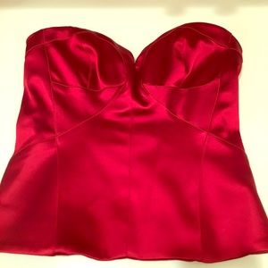 Bebe Red Satin Convertible Bustier Top size 6